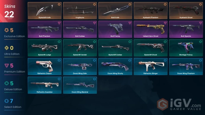 EU | VP 156 | LVL 61 | Ayakashi Phantom | Ayakashi Ghost | Kogitsune | Bolt Knife | Byteshift Knife | Bolt Outlaw | Valiant Hero Ghost | | V0954