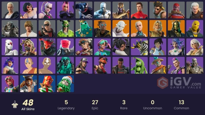 48 Skins Fa / Slim Shady / Green Roots Billie / Jing / Thanos / Silver Surfer / gs060