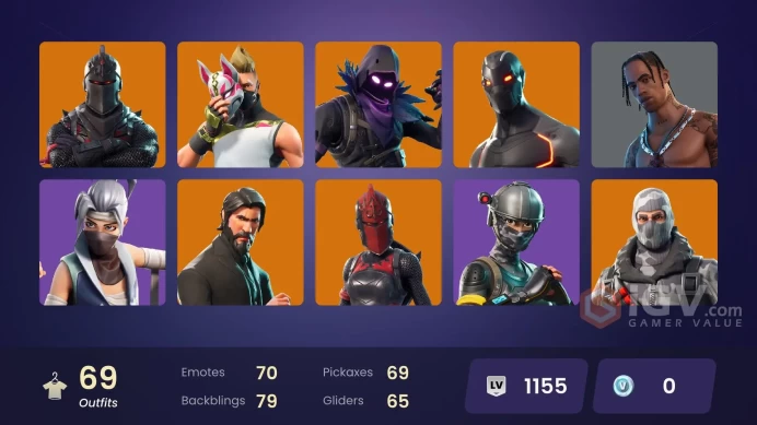 FA / 66 SKINS / BLACK KNIGHT / TRAVIS SCOTT / SPARKLE SPECIALIST / THE REAPER / BLUE SQUIRE / ROYALE KNIGHT / ELITE AGENT / BLUE TEAM LEADER /