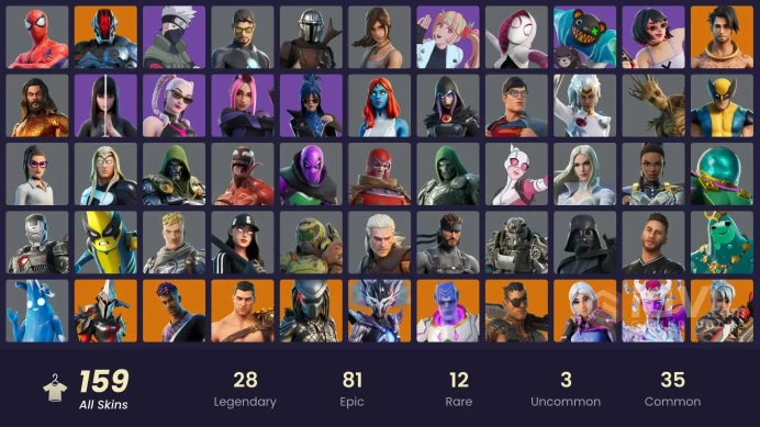 [PC/PSN/XBOX] FA / 159 SKINS / NARUTO UZUMAKI / ON / MASKED FADE / SIDEWAYS WARRIOR / GOLD ETERNAL KNIGHT / BATTLE-TESTED / ON /