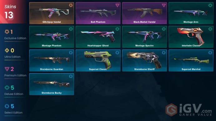 AP 5 skins | Glitchpop Vandal | Bolt Phantom | Black.Market Vandal | Heartstopper Ghost | Interhelm Classic | V0211