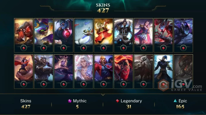 EUW 424 Skins 172 Champs | Dark Star Karma | Mecha Kingdoms Garen | Super Kennen | Winterblessed Annie | Ice Toboggan Corki | LOL0041