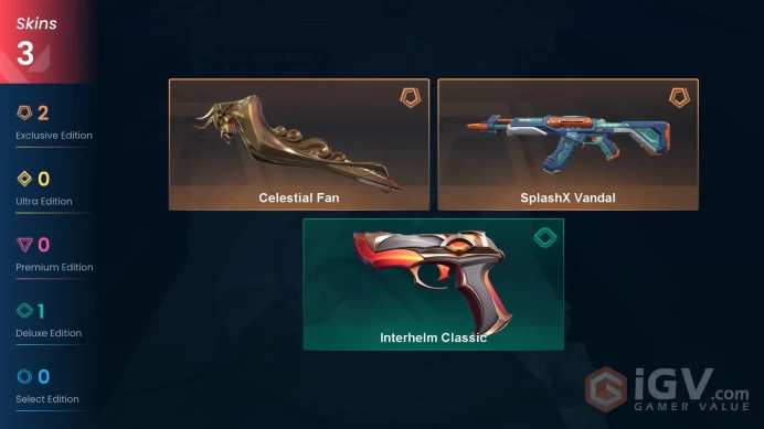 AP 3 skins 1 knifes | Celestial Fan | SplashX Vandal | Interhelm Classic | V0304