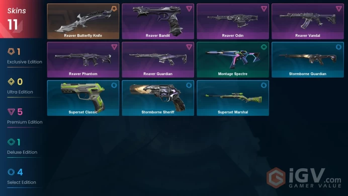 EU 11 skins 1 knifes | Reaver Butterfly Knife | Reaver Phantom | Reaver Vandal | Reaver Guardian | Reaver Odin | Reaver Bandit | V0210