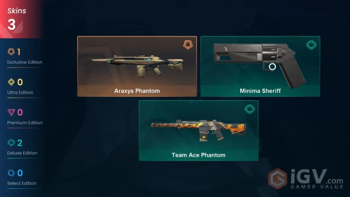 EU 3 skins | Araxys Phantom | Team Ace Phantom | Minima Sheriff | V0576