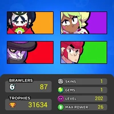 ■Brawlers:87 ■LVL:202 ■Legends:11 ■LVL11:26 ■LVL10:1 ■HT:31K ■Full Access ■Instant Delivery ■A7133 