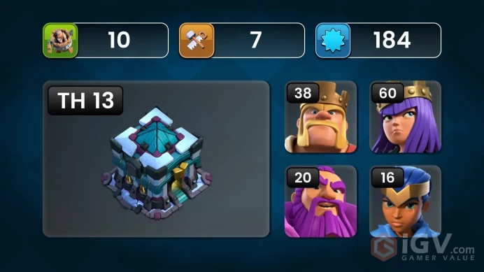 ■TH:13 (+55%) ■Heroes: K38 Q60 P40 W20 C16 ■Skins:3 ■SW:1115 ■BH:7 ■Full Access ■Instant Delivery ■A5549