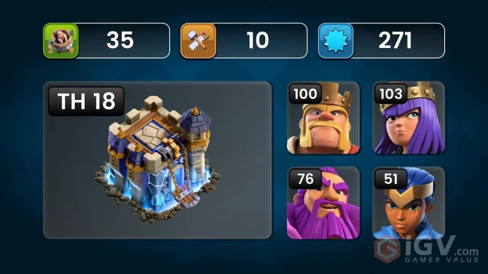 97% MAX TH17 - 3640 WAR STARS - MAX EQUIPMENT EPIC - 14 HERO SKIN - GEMS - LOTS OF MAGIC ITEMS