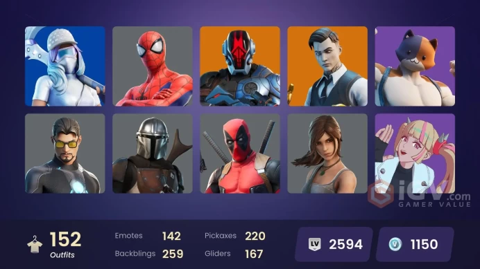 Fortnite Account [PC] 152 skins | Kymera | The Foundation | Twyn | Paradigm (Reality-659) | Gear Specialist Maya | Midas | Fade | Ronin | Snap |