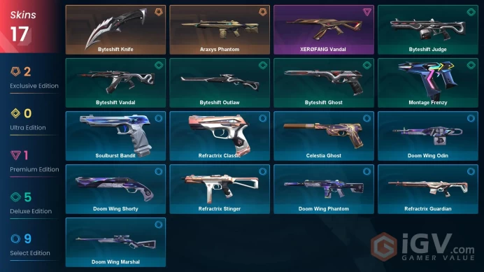 LA | 17 skins | Byteshift Knife | Araxys Phantom | XERØFANG Vandal | Montage Frenzy | Byteshift Ghost | Byteshift Vandal | C6706