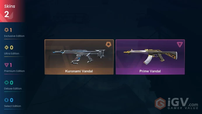 NA | 2 skins | Kuronami Vandal | Prime Vandal | O9336