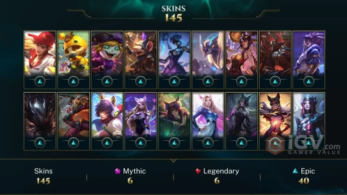 OCE EMAIL CHANGEABLE 115 CHAMPIONS 21K BE 17KOE 247 MYTH ESS 146 SKINS IMMORTALIZED LEGEND AHRI Prestige Ahri 2x+ Evelynn 2x 252 L LEG 4 MYTH