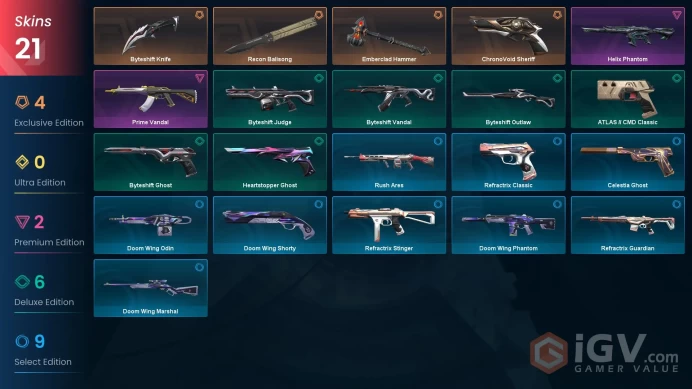 EU 21 skins 3 knifes | Byteshift Knife | Recon Balisong | ChronoVoid Sheriff | Emberclad Hammer | Helix Phantom | Prime Vandal | V0201