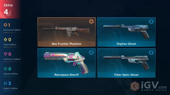 EU 4 skins | Neo Frontier Phantom | Fiber Optic Ghost | Retrowave Sheriff | Digihex Ghost | V0230