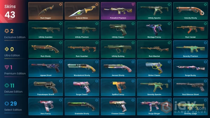 AP 42 skins | Ruin Dagger | Outpost Melee | Prime//2.0 Phantom | Infinity Classic | Infinity Spectre | Ruin Guardian | Velocity Shorty | V0414
