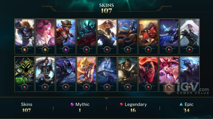 SG 105 Skins 172 Champs | Mecha Rengar | Lunar Guardian Nasus | Little Knight Amumu | Dark Star Malphite | Academy Ekko | LOL0025