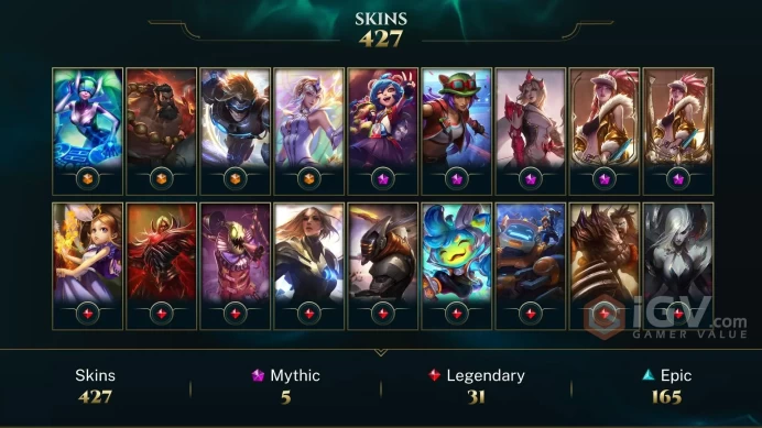 EUW 424 Skins 172 Champs | Dark Star Karma | Mecha Kingdoms Garen | Super Kennen | Winterblessed Annie | Ice Toboggan Corki | LOL0041