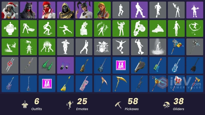 ACC313 Fortnite Account [PC] 6 skins | Santa Dogg | Felina | Yuki Yubari | Blitz Knight | Yulejacket | Aura | Gwenpool's Katanas | Captain Jones