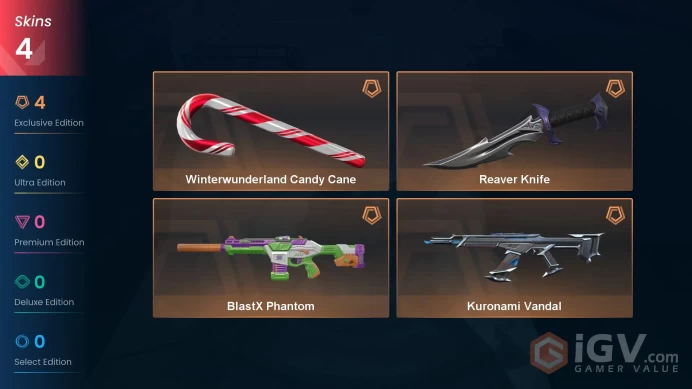 NA | VP 150 | LVL 38 | Reaver Knife | Kuronami Vandal | BlastX Phantom | Winterwunderland Candy Cane | V0696