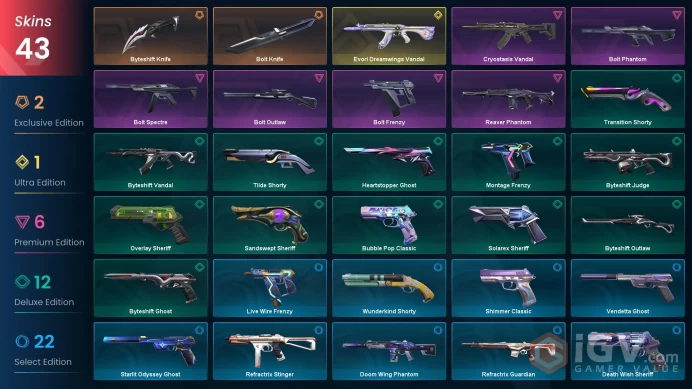 EU | VP 450 | LVL 511 | Evori Dreamwings Vandal | Byteshift Knife | Bolt Knife | Bolt Outlaw | Reaver Phantom | Bolt Frenzy | Bolt Phant | V0726
