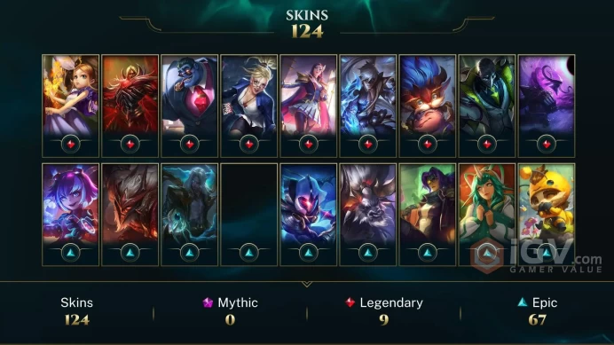 EUW S3- 124 SKIN- 157 CHAMP- %100 WIN RATE- PERFECT MMR- INSTANT DELIVERY- CHEAPER AND SAFETY