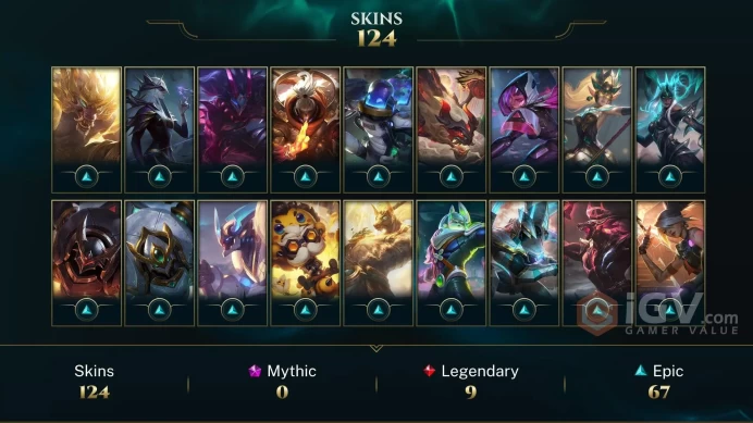 EUW S3- 124 SKIN- 157 CHAMP- %100 WIN RATE- PERFECT MMR- INSTANT DELIVERY- CHEAPER AND SAFETY