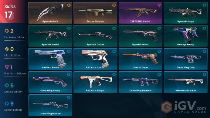LA | 17 skins | Byteshift Knife | Araxys Phantom | XERØFANG Vandal | Montage Frenzy | Byteshift Ghost | Byteshift Vandal | C6706
