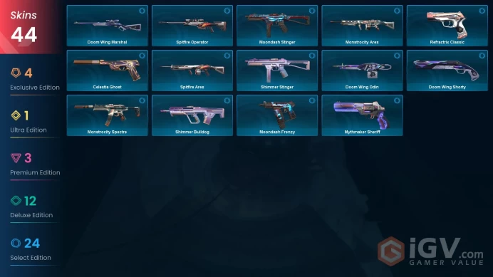 EU | 44 skins | Elderflame Vandal | Byteshift Knife | Gaia's Fury | Gaia's Wrath | Ion Vandal | Task Force 809 Knife | Ion Phantom | D6925