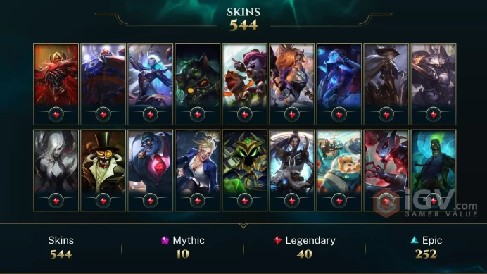 EUNE | 544 SKIN | GOLD I | 783 LVL | 1K+ BE | MAIL CHANGEABLE LEAGUE OF LEGENDS ACCOUNT