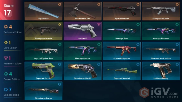 NA 13 skins | Phaseguard Vandal | Ayakashi Ghost | Divergence Vandal | Equilibrium | Ion Sheriff | Montage Phantom | Montage Spectre | V0422