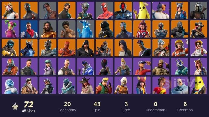 | PC | FA | 67 Skins | Travis Scott | The Reaper | Elite Agent | Prodigy | Blue Striker | Stage 5 | Stage 4 | Gold | FULL ACCESS |