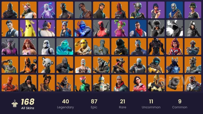 | PC FA | 133 Skins | Black Knight | Galaxy | Travis Scott | Sparkle Specialist | The Reaper | Floss | Royale Knight | Take The L | F