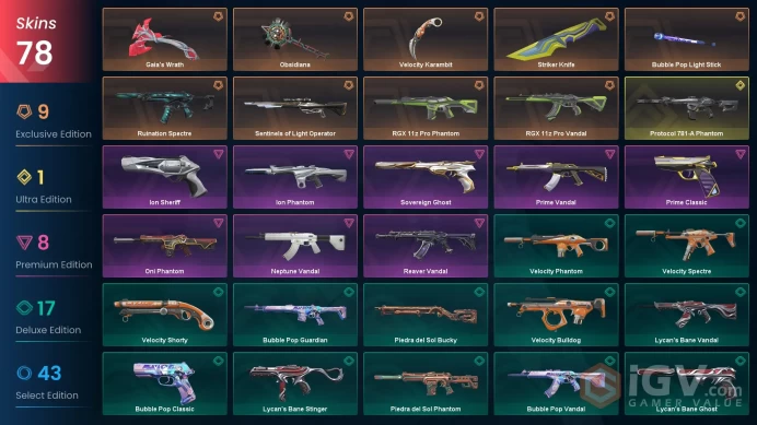 NA 78 skins | Protocol 781-A Phantom | Gaia's Wrath | RGX 11z Pro Vandal | RGX 11z Pro Phantom | Reaver Vandal | Prime Vandal | V0560