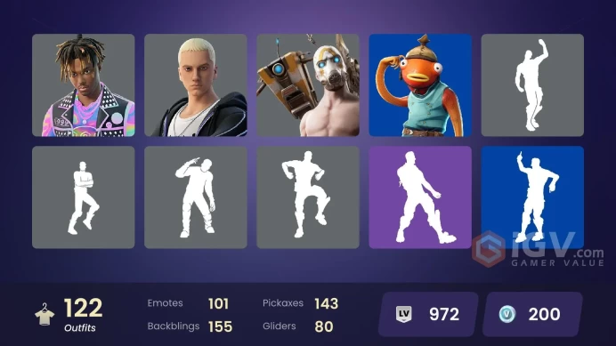 123 Skins Fa / Psycho Bandit / MrBeast / Raiden / Gambit / Rebirth Harley Quinn / Minty Mountaineer / gs031