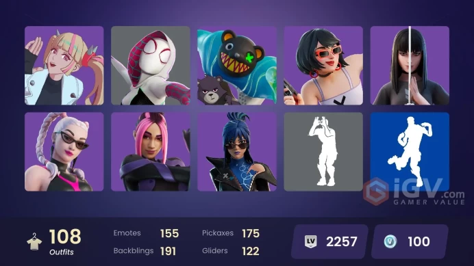 108 Skins Fa / Xander / Darth Vader / Vanguard Zadie / Spider-Gwen / Black Adam / gs044