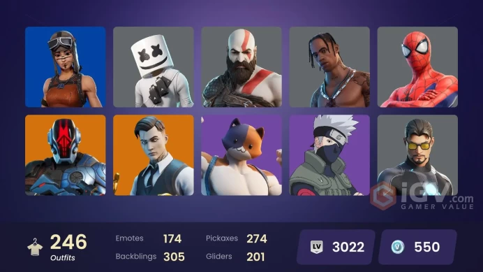 FA | 241 Skins | Travis Scott | Gold Kratos | Gold Midas |