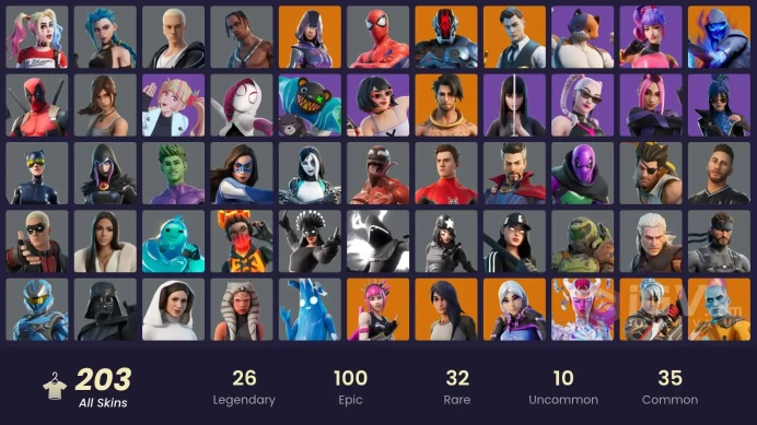 FA | 201 Skins | Travis Scott | Glow | Unchained Ramirez | Arcane Jinx | FNCS Axe Yellow |