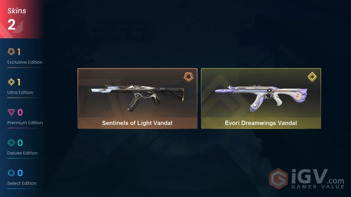 AP | 2 skins | Evori Dreamwings Vandal | Sentinels of Light Vandal | Y4167