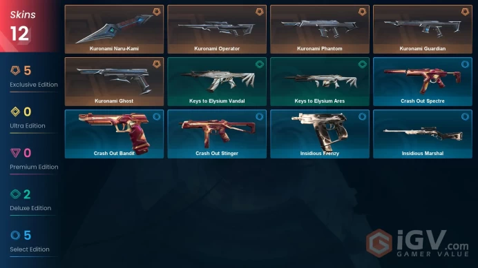 LA | 12 skins | Kuronami Phantom | Kuronami Naru-Kami | Kuronami Operator | Kuronami Ghost | Kuronami Guardian | Keys to Elysium Ares | L4441