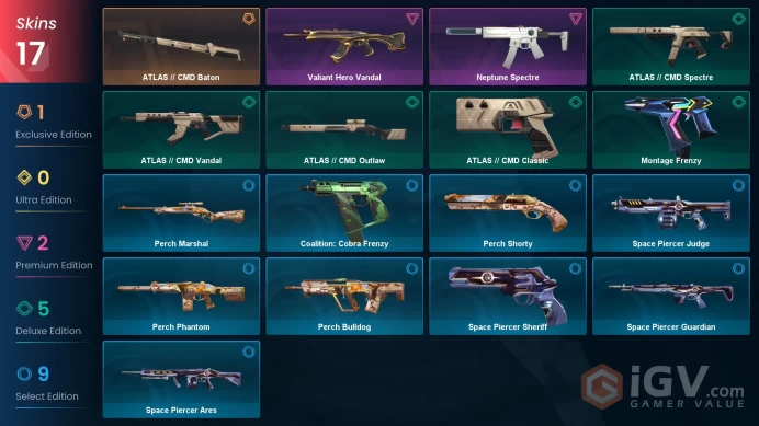 AP 17 skins | ATLAS // CMD Baton | Valiant Hero Vandal | Neptune Spectre | ATLAS // CMD Spectre | ATLAS // CMD Vandal | V0348