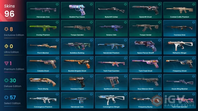 AP 96 skins | Bubble Pop Light Stick | Torque Coiler | Overlay Dagger | Overdrive Vandal | Solarex Relic | Byteshift Knife | V0330