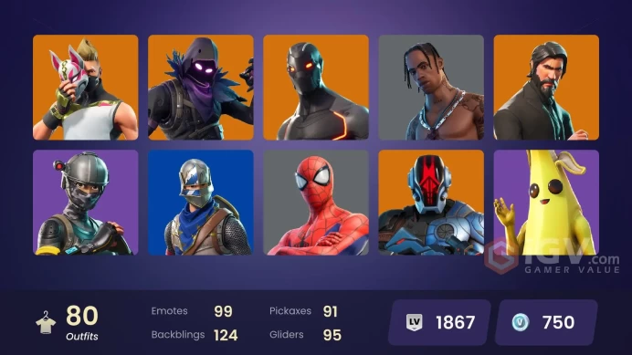 [PC] Full Access: 75 skins, Travis Scott, The Reaper, Blue Squire, Royale Knight, Elite Agent, Omega stage 5