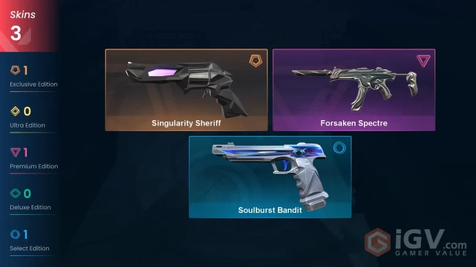 EU 3 skins | Singularity Sheriff | Forsaken Spectre | Soulburst Bandit | V0634