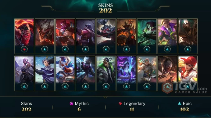 NA EMAIL CHANGEABLE 799 MYTHIC ESSENCE 1870 RP 168 CHAMPS 202 SKINS PRESTIGE: CAIT JINX TEEMO JAYCE +25 INV SKINS 34 L LEGENDS
