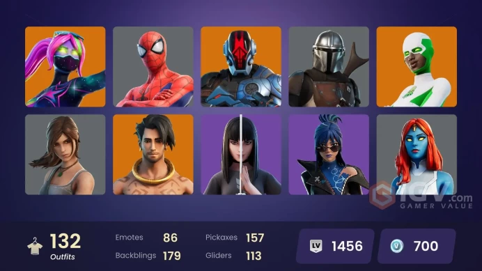 PC/PSN/Xbox/Nintendo 132 skins Leviathan Axe | Cloud Striker | Lina Scorch | NBA 75 Swish | Sultura | Fixer | Peter Griffin | Kado Thorne | Roni
