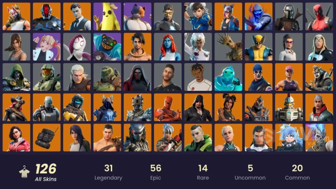 126 skins [All Platforms] OG STW | Lara Croft | Chun-Li | Drift | Calamity | Spider-Gwen | Peely | Meowscles | 300 VB | Instant Delivery