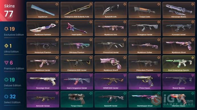 EU | Mystbloom Bundle V25, Champions 2025 Bundle, Kuronami Vandal, Evori Dreamwings Spectre, Mystbloom Sheriff, Nocturnum Phantom, Reaver Spectr