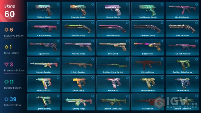 AP | 44 VP | 60 skins | Elderflame Vandal | Velocity Karambit | BlastX Phantom | Glitchpop Phantom | .SYS Melee | V0202