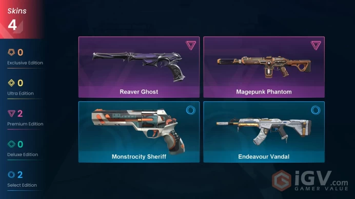 4 skins | Magepunk Phantom | Reaver Ghost | Monstrocity Sheriff | Endeavour Vandal | P4030