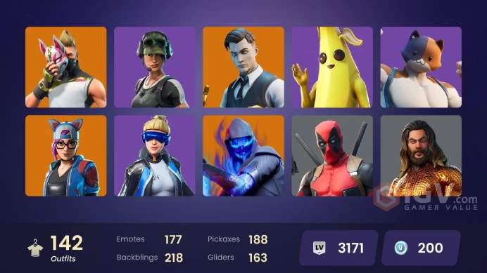 [PC/PSN/XBOX] 142 skins | Neo Versa | Gold Midas | Gold Meowscles | Gold Brutus | Tart Tycoon | Point Patroller |	N28